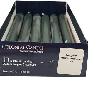 Colonial Candle 10" Evergreen candle taper 6 New in Box 6 partial used